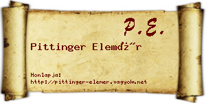 Pittinger Elemér névjegykártya